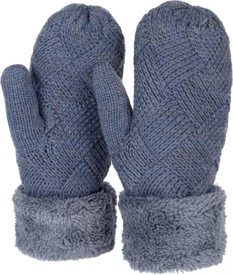 Produktbild von styleBREAKER Damen warme Winter Strick Fäustlinge, Handschuhe mit Rauten Muster, Thermo Fleece, Strickhandschuhe 09010031
