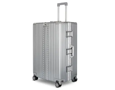 Produktbild von WINLIFE® 75cm XL Hartschalenkoffer Aufgabegepäck Alu-Rahmen, ABS, TSA-Schloss, 4 Rollen, leichter & robuster Reisekoffer, großer Trolley Silber