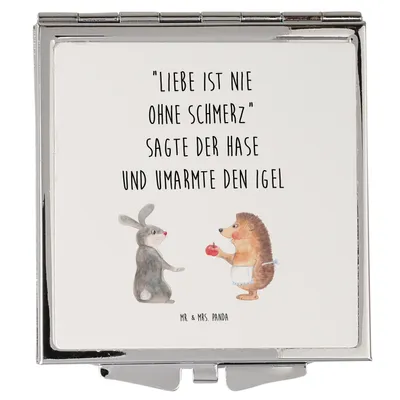 Produktbild von Mr. & Mrs. Panda Kosmetikspiegel Hase Igel - Weiß - Geschenk, Trösten, Quadratischer Spiegel, Liebe Spruch, Reise, Lustige Sprüche, und, Handspiegel, Kleiner, Herzschmerz