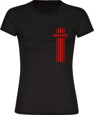 Produktbild von multifanshop Damen T-Shirt - Mainz - Streifen, schwarz, Größe L