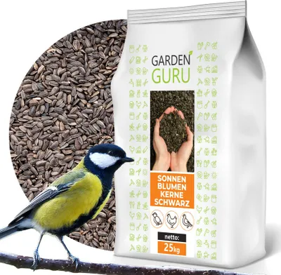 Produktbild von GardenGuru Schwarze Sonnenblumenkerne Wildvogel 25 kg Vogelfutter Winter Winterfutter Wildvogelfutter