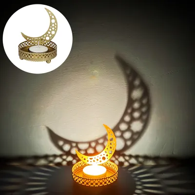 Produktbild von Teelichthalter Mond 8cm Gold aus Metall Ramadan