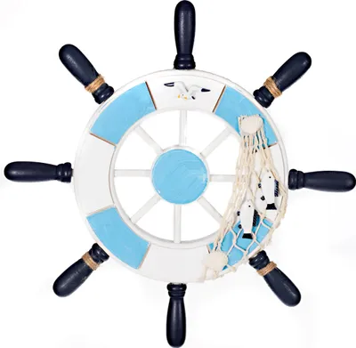 Produktbild von Dekoratives Steuerrad 4 aus Holz mit Nautik Optik Schiffsrad 33cm Möwen