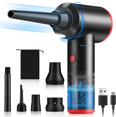 Laubbläser Turbo Gebläse 28000 U/min - Elektrischer Staubbläser Mit 1300mAh Akku Für PC & Auto