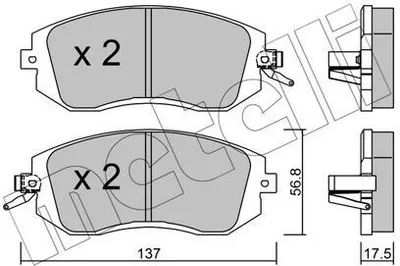 Produktbild von METELLI Bremsbeläge Satz Vorne Bremsklötze für SUBARU FORESTER (SH) 22-0500-1