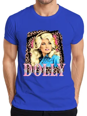 Obrázok produktu pre Dolly Parton, legendárna country speváčka, westernový motív, pánske tričko, modrá farba, veľkosť L