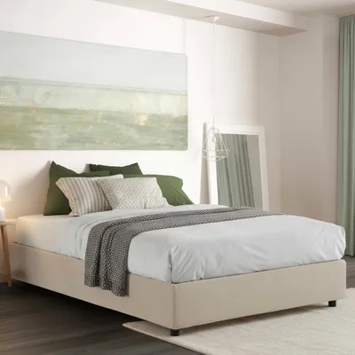 Image de Apel - Lit Double, Beige, Matelas Inclus Italy