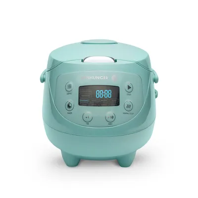 Obrázok produktu pre Reishunger Digitálny mini varič ryže a parný hrniec Mint | 0,6 l až pre 3 osoby | Funkcia Keep warm, časovač a prémiový hrniec | Malý multifunkčný varič, 8 programov, 7-fázová technológia