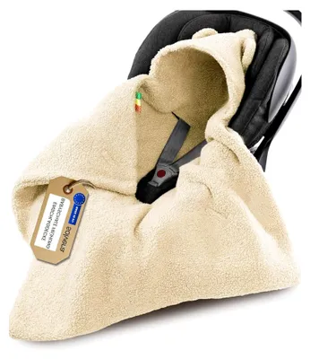 Produktbild von Einschlagdecke für Babyschalen 80x80cm | Für Neugeborene und Babys bis max. 4 Monate | Bouclé in Lammfell-Optik | Warm und antiallergen | Nur für 3-Punkt-Gurte | Winter und Herbst