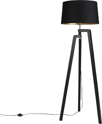 Produktbild von Stehleuchte Stativ mit Baumwollschirm Schwarz mit Gold 50 cm Puros