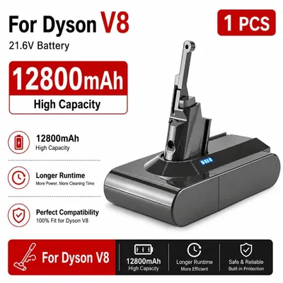 Immagine prodotto di Batteria di ricambio per aspirapolvere Dyson V8 - Litio-Ioni - 21,6 V - 12.800 mAh - Ricaricabile - Solo batteria