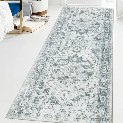 Obrázok produktu pre Protisklzová podložka pod koberec do chodby, 80x200 cm, sivá, umývateľná, vintage, vhodná do kuchyne