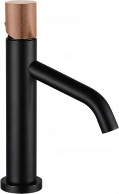 Produktbild von Mexen Rumba One Waschtischbatterie, Schwarz/Rosa Gold - 73501-76