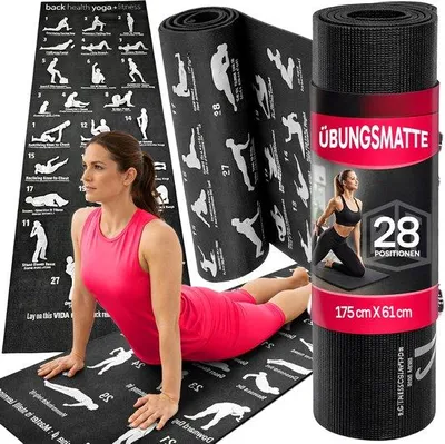 Zdjęcie produktu dla Mata do jogi Antislip - Gruba mata treningowa 175 cm x 61 cm x 3 mm - Przyjazna dla środowiska - Pasek do przenoszenia - Nadaje się do jogi/pilates/fitness - Mata fitness