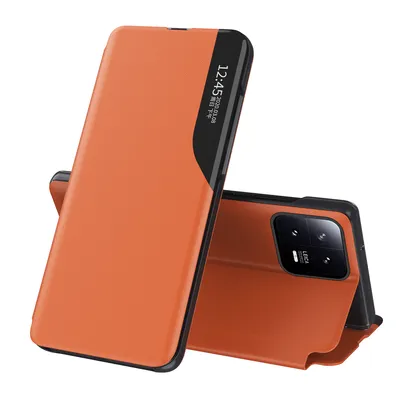 Obrázek produktu pro Flipové pouzdro pro Xiaomi 13,Polyuretankůže pouzdro s okénkem a funkcí stojánku Pomerančový