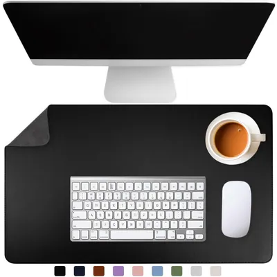Image de Omgoods - Grand tapis de bureau en feutre, dimensions 90 x 43 cm, couleur noire
