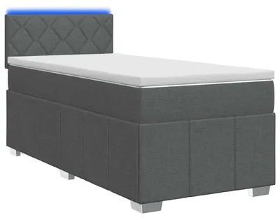 Image de vidaXL Lit boxspring avec matelas gris foncé 90 x 200 cm Tissu