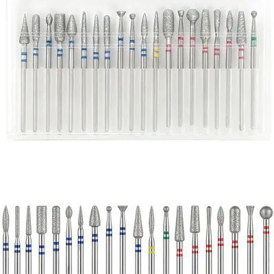 Image de Kit de fraises diamantées de 20 pièces, de 3/32 de pouce, pour manucure et pédicure