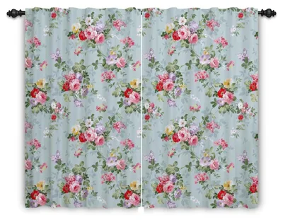 Blumenvorhang 2er-Set 132x214 cm, Polyester, Kräuselband