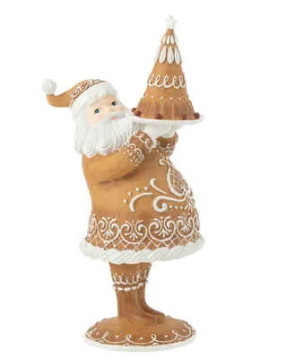 Produktbild von Lebkuchen Weihnachtsmann in Braun-Weiß Polyresin - Charmante Weihnachtsdeko – Weihnachtsmann