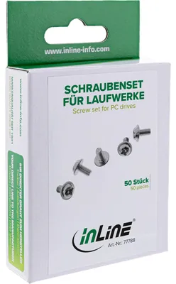 Produktbild von InLine Schraubenset, für Laufwerke, 50-teilig, Metall, Silber