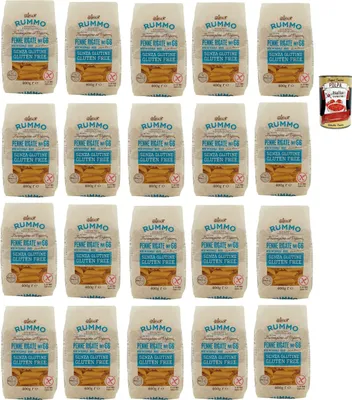 Produktbild von Rummo Pasta Penne Rigate N° 66 senza Glutine, gluten free, 100% italienische Pasta nudeln glutenfrei 20x 400g + Italian Gourmet polpa 400g