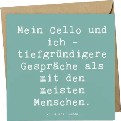 Produktbild von Mr. & Mrs. Panda doppelkarte Spruch Violoncello Gespräche - Meeresbrise - Geschenk, Musik, Instrument lernen, Glückwunschkarte, Cellist, Musiker, Grußkarte, anlasskarte