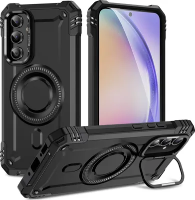 Obrázek produktu pro Magnetické pouzdro pro Samsung Galaxy A54, robustní vojenské ochranné pouzdro s kamerovým kroužkem stojánkem Černý