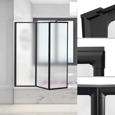 Immagine prodotto di Izrielar 120x140 cm Parete pieghevole per vasca da bagno con pannello doccia, separé doccia, altezza 140 cm, parete pieghevole per doccia, nero