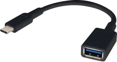 Produktbild von Renkforce USB-Kabel USB 3.2 Gen1 USB-C® Stecker, USB-A Buchse 0.15 m Schwarz mit OTG-Funktion, vergoldete Steckkontakte