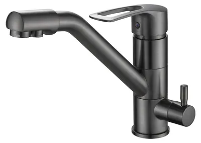 3-Wege-Küchenarmatur, 360° drehbar, G3/8 Zoll, grau