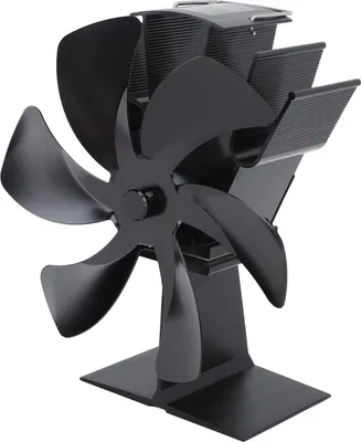 Obrázek produktu pro Vertikální kamnový ventilátor se 6 lopatkami, tepelně ovládaný, rychlá cirkulace tepla, ergonomická rukojeť, vhodný pro krby a kamna, černý