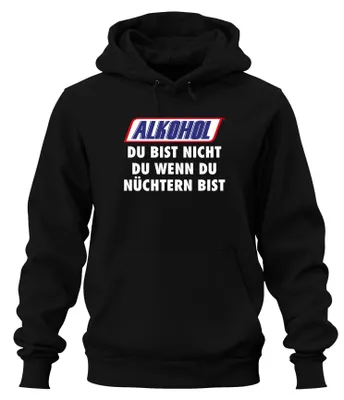 Produktbild von Alkohol Du bist nicht du wenn du nüchtern bist Party Bier Hoodie Kapuzenpullover, Schwarz, XL