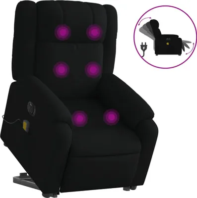 Produktbild von vidaXL Elektrischer Massagesessel mit Aufstehhilfe Schwarz Stoff