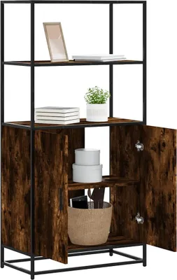 Image de vidaXL Highboard chêne fumé 68x35x139 cm bois composite et métal