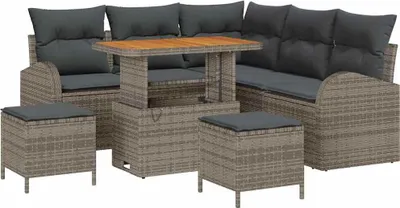 Immagine prodotto di vidaXL Set divano da giardino con cuscini 8 pezzi Grigio Poly-Rattan