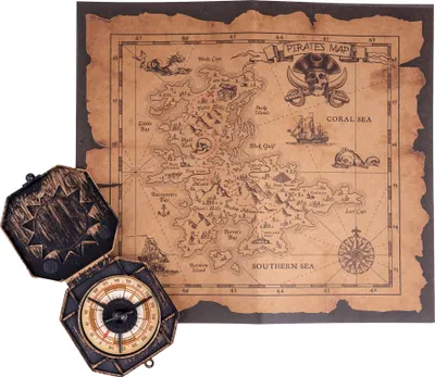 Produktbild von Schatzkarte mit Kompass Piratenparty-Accessoires braun 40x29cm - Einheitsgröße