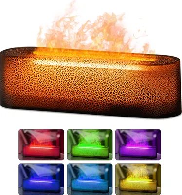 Image de （Noir）Humidificateur Diffuseur Lave Coloré Flamme Appareil d'aromathérapie Arrêt planifié Arrêt automatique Air Humidifier pour chambre bureau maison