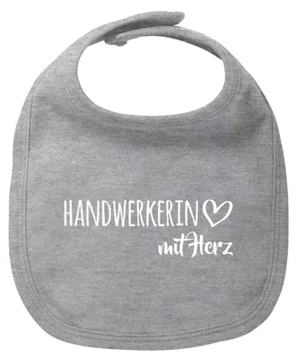 Produktbild von Huuraa Baby Lätzchen Handwerkerin mit Herz Heather Grey Klettverschluss  Baumwolle Latz Geschenkidee