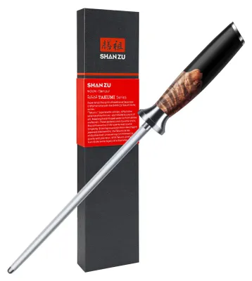 Messerschärfstahl 20 cm, Profi-Schärfstab, Ahornholzgriff, Geschenkbox