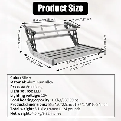 Zdjęcie produktu dla Składana platforma robocza Campertrap, wykonana z aluminium, o nośności 330 kg, z antypoślizgowym stopniem wejściowym