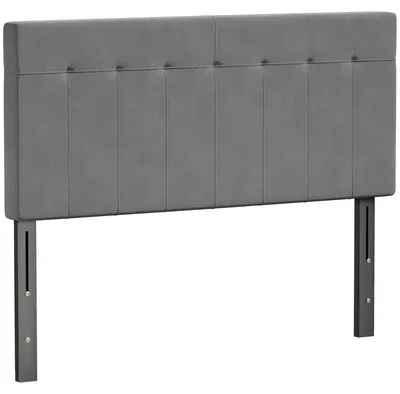 Produktbild von SUGIFT Kopfteil 3-fach höhenverstellbar Bettkopfteil mit Metallbeinen Samtoptik für Schlafzimmer 140x10x106/116/126 cm Grau, 140,0x10,0x126,0 cm