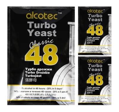 Produktbild von HUGBERT Alcotec Turbohefe 48 Classic Vodka Gärhefe 20%, 3 Stück