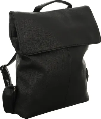Produktbild von Rucksack NBR3142-2 Schwarz aus glattem Kunstleder mit verstellbaren Schultergurten 30x31x6 cm