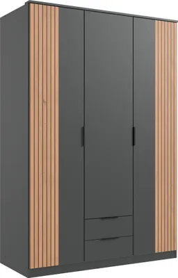 Produktbild von Drehtürenschrank >LUEBECK< in GRAPHIT + AKUSTIKLAMELLEN-NB ARTISAN