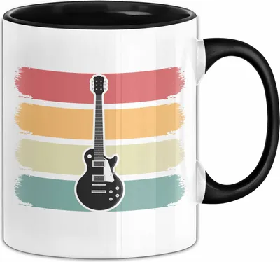 Produktbild von Gitarrenspieler Geschenk Tasse Gitarre Vintage Kaffee-Becher (Schwarz)