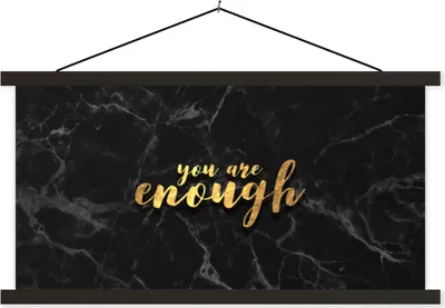 Produktbild von MuchoWow® Textilposter Zitate - Sprichwörter - Gold - Marmor 90x45 cm mit schwarzem Rahmen - Klemmleisten