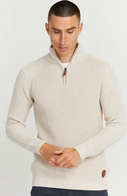 Produktbild von SOLID SDXenox Herren Strickpullover Troyer Grobstrick Pullover mit Stehkragen 100% Baumwolle Regular fit