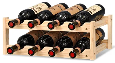 Weinregal aus Holz, 2 Etagen, für 8 Flaschen, stapelbar