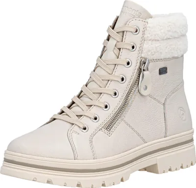 A single white boot is shown against a white background.
